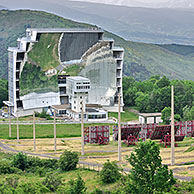 The solar furnace / Four solaire d'Odeillo at Odeillo in the Pyrénées-Orientales, Pyrenees, France